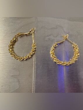 Gold Tone Rope Hoop Earrings - Women Jewelry